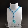 Kette mit Muschel-Anhänger Hellblau Muschelkette Perlenkette 45cm