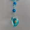 Kette mit Muschel-Anhänger Hellblau Muschelkette Perlenkette 45cm