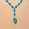 Kette mit Muschel-Anhänger Hellblau Muschelkette Perlenkette 45cm