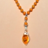 Kette mit Muschel-Anhänger Orange Muschelkette Perlenkette 44 cm