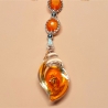Kette mit Muschel-Anhänger Orange Muschelkette Perlenkette 44 cm