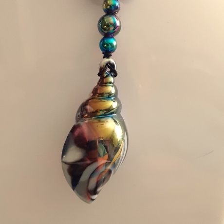 Kette mit Muschel-Anhänger Peacock Muschelkette Perlenkette 45 cm