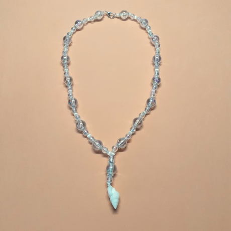 Kette mit Muschel-Anhänger in Weiß Muschelkette Perlenkette 42 cm