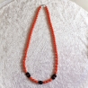 Lange Damenkette Kette Halskette Orange mit Schwarz 80cm Schmuck