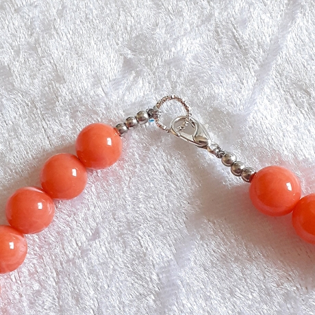 Lange Damenkette Kette Halskette Orange mit Schwarz 80cm Schmuck