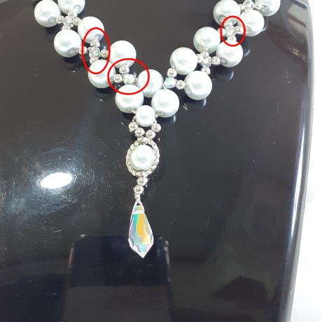 Kette Halskette Perlenkette Y-Kette mit Regenbogen-Tropfen Glaspe