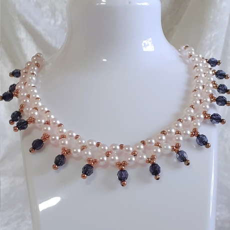 Kette Halskette Perlen Damenkette Schmuck Mehrreihig Wachsperlen