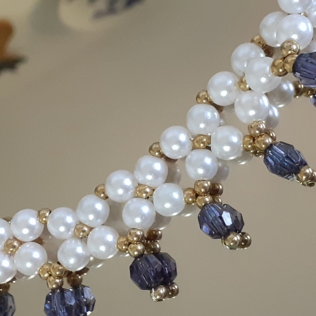 Kette Halskette Perlen Damenkette Schmuck Mehrreihig Wachsperlen