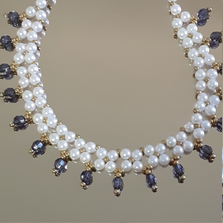 Kette Halskette Perlen Damenkette Schmuck Mehrreihig Wachsperlen