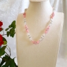 Kette Halskette Perlenkette Rosa / Kristall-Perlen Kurzkette 