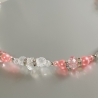 Kette Halskette Perlenkette Rosa / Kristall-Perlen Kurzkette 