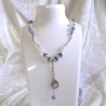 Röhren-Kette Kurzkette Silber-Blau Damen-Schmuck