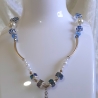 Röhren-Kette Kurzkette Silber-Blau Damen-Schmuck