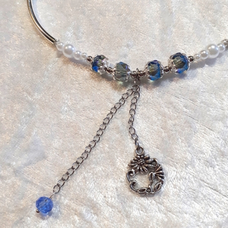 Röhren-Kette Kurzkette Silber-Blau Damen-Schmuck