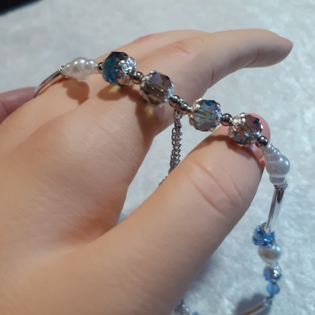 Röhren-Kette Kurzkette Silber-Blau Damen-Schmuck