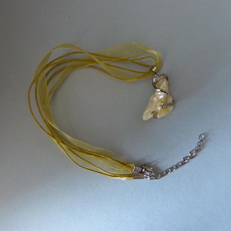 Halskette mit Perlmuttanhänger, weiß silber, 40 + 4 cm