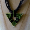 Halskette Triangle Anhänger Glasperlen, grün schwarz, 40 cm