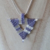 Halskette Triangle Anhänger aus Glasperlen, silber, lila, 40 cm