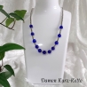 Kette Halskette Perlenkette Tiefblau Damenkette Glas- Katzenaugen