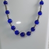 Kette Halskette Perlenkette Tiefblau Damenkette Glas- Katzenaugen