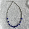 Kette Halskette Perlenkette Tiefblau Damenkette Glas- Katzenaugen