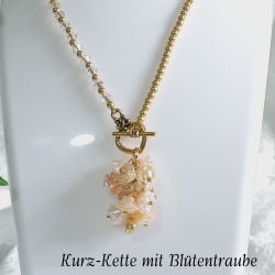 Kette Halskette Kurzkette Schmuck Damen-Kette cremefarben Golden