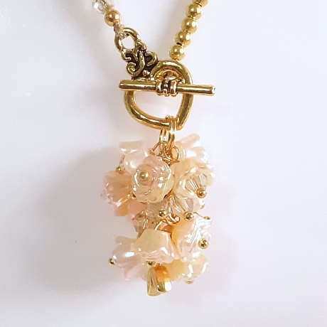 Kette Halskette Kurzkette Schmuck Damen-Kette cremefarben Golden