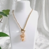 Kette Halskette Kurzkette Schmuck Damen-Kette cremefarben Golden