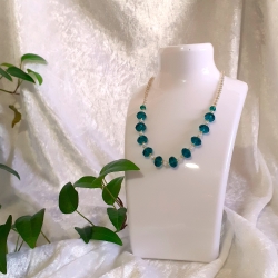 Kette Halskette Smaragd-Grüne Perlen Damenkette Schmuck Glasperle