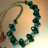 Kette Halskette Smaragd-Grüne Perlen Damenkette Schmuck Glasperle