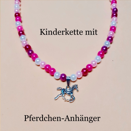 Kinder-Schmuck Kette & Armband Pferdchen Ponny Pink Perlenschmuck