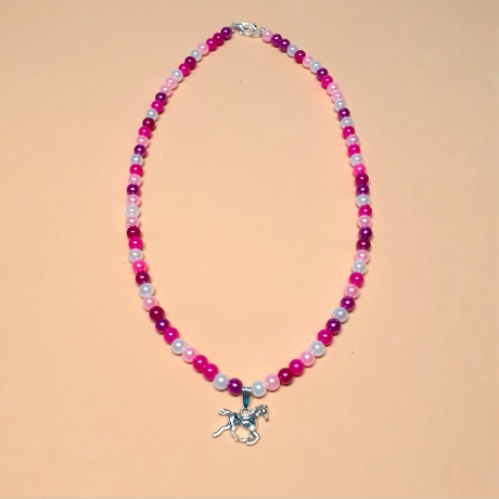 Kinder-Schmuck Kette & Armband Pferdchen Ponny Pink Perlenschmuck