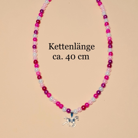 Kinder-Schmuck Kette & Armband Pferdchen Ponny Pink Perlenschmuck