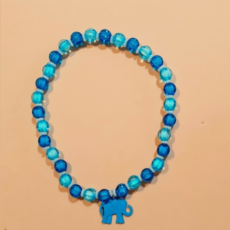 Kinder-Schmuck-Set Kette & Armband Elefant Blau Perlenschmuck 