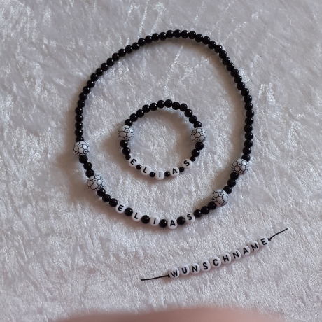 Kinder-Schmuckset aus Kette und Armband Fußball Elias WUNSCHNAME