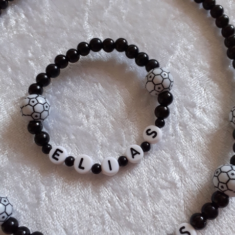Kinder-Schmuckset aus Kette und Armband Fußball Elias WUNSCHNAME