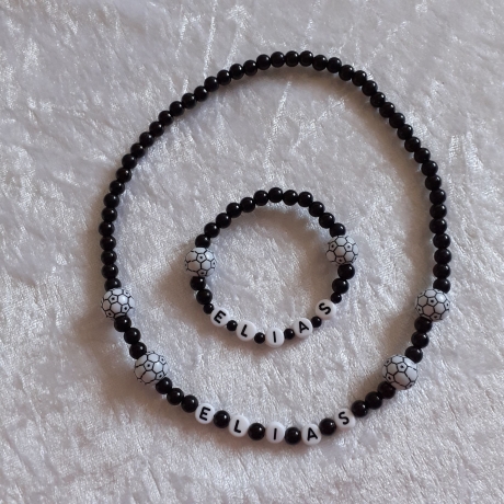 Kinder-Schmuckset aus Kette und Armband Fußball Elias WUNSCHNAME