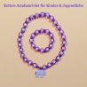 Kinder-Schmuck-Set Kette & Armband Elefant Lila Perlenschmuck 