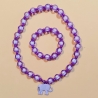 Kinder-Schmuck-Set Kette & Armband Elefant Lila Perlenschmuck 