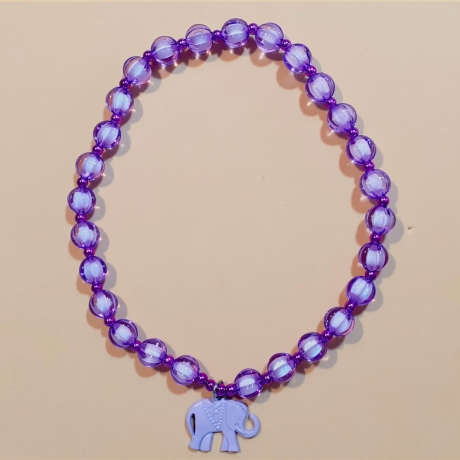 Kinder-Schmuck-Set Kette & Armband Elefant Lila Perlenschmuck 