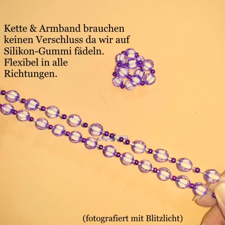 Kinder-Schmuck-Set Kette & Armband Elefant Lila Perlenschmuck 