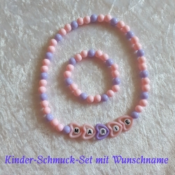 Kinder-Schmuckset Kette und Armband Herzen WUNSCHNAME Marie