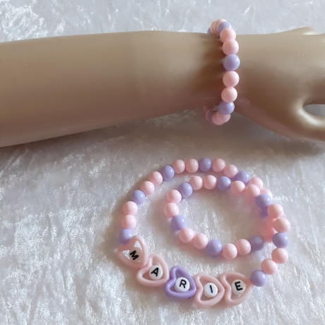 Kinder-Schmuckset Kette und Armband Herzen WUNSCHNAME Marie