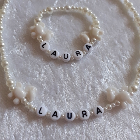 Kinder-Schmuckset Kette und Armband Ponny WUNSCHNAME Laura