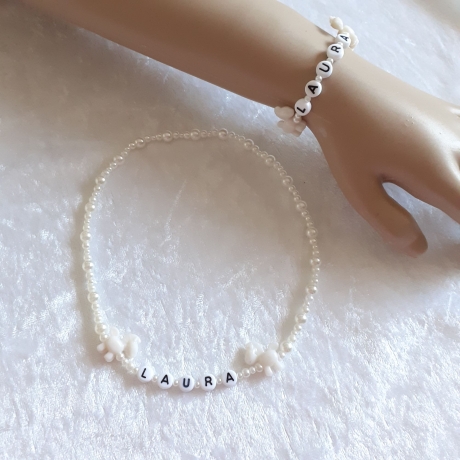 Kinder-Schmuckset Kette und Armband Ponny WUNSCHNAME Laura