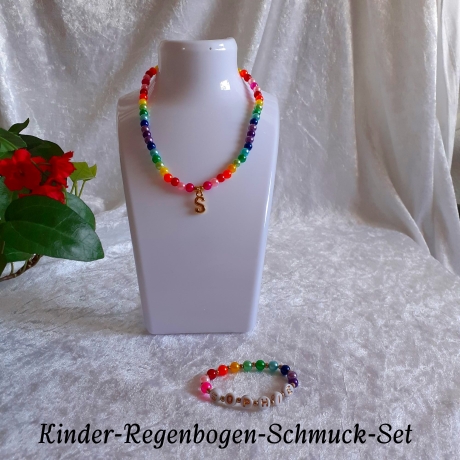 Kinder-Schmuckset Kette und Armband Regenbogen WUNSCHNAME Sophie
