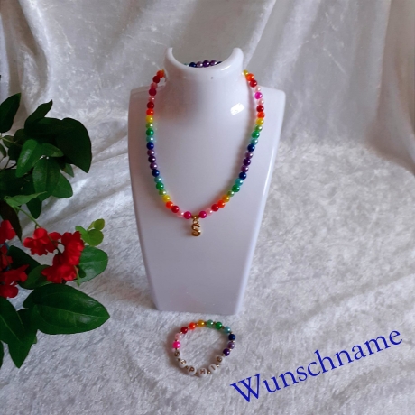 Kinder-Schmuckset Kette und Armband Regenbogen WUNSCHNAME Sophie