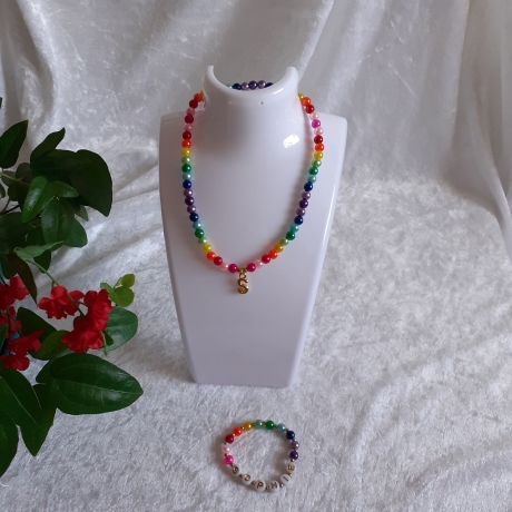 Kinder-Schmuckset Kette und Armband Regenbogen WUNSCHNAME Sophie