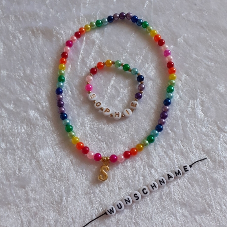 Kinder-Schmuckset Kette und Armband Regenbogen WUNSCHNAME Sophie