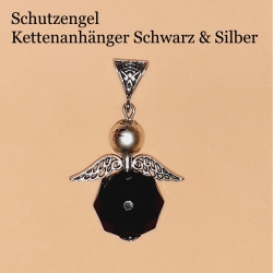 Schutzengel Ketten - Anhänger Schwarz-Silber wave gothic Schmuck
